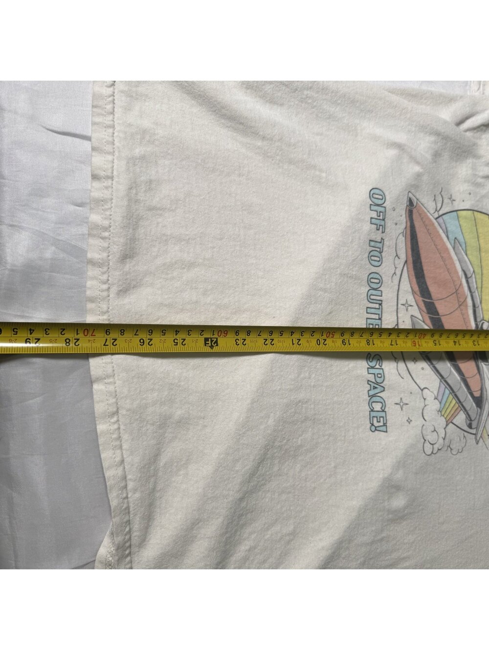 NASA Off To Outer Space Pastel Graphic Tee Cream Size L Vinyl Icons - Picture 7 of 8